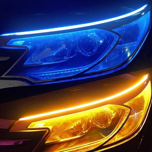 bande led phare voiture bleu
