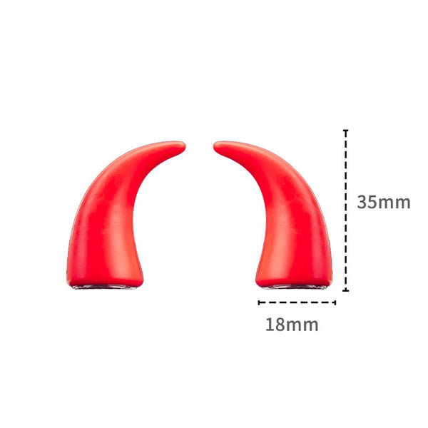 Dimensions détaillées des cornes rouges déco pour voiture, 35mm hauteur, 18mm base
