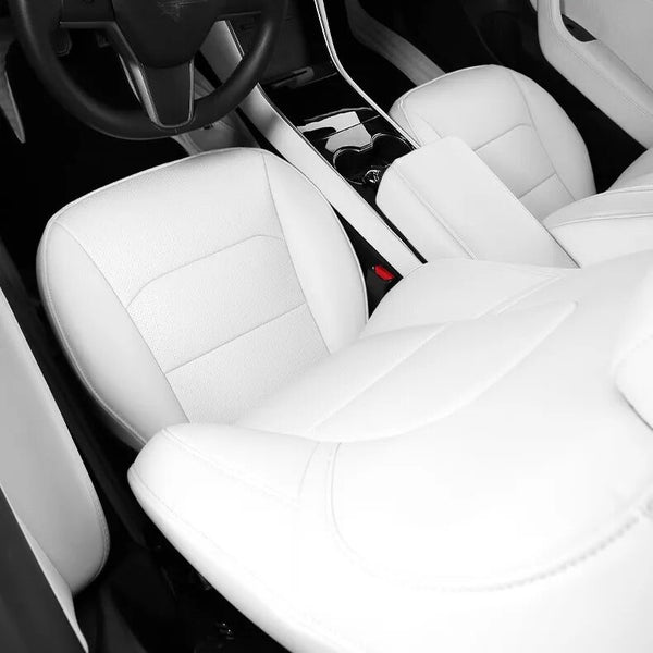 housse de siège avant assise en cuir tesla model 3 blanc