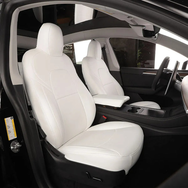 housse de siège avant en cuir tesla model 3 blanc