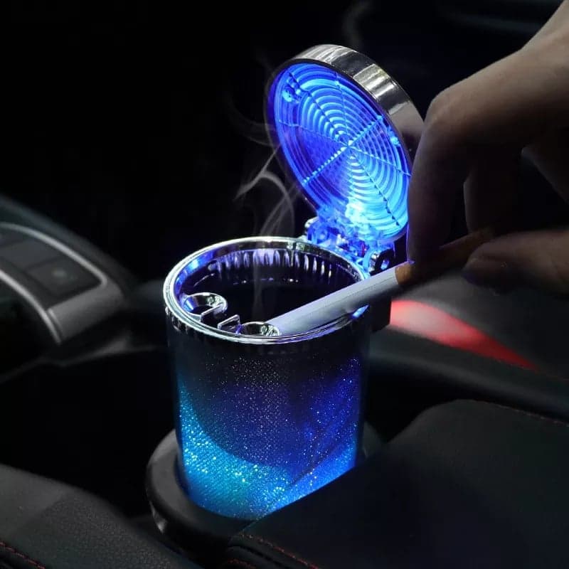 Cendrier portable avec lumière LED pour voiture ou voyage