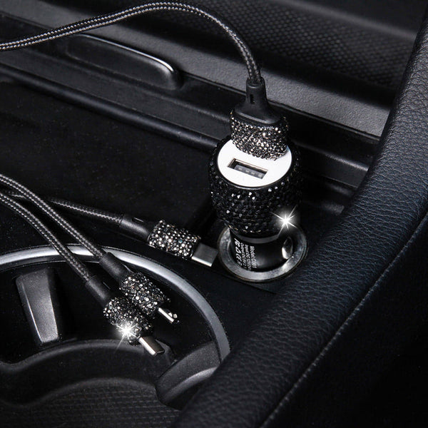 chargeur usb voiture avec diamant noir