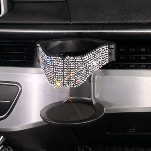 porte verre pour voiture strass blanc