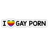 Autocollant voiture humour "I Love Gay Porn", sticker drôle LGBT avec cœur arc-en-ciel, idéal vitre ou pare-chocs arrière