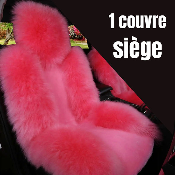 couvre-siège grosse fourrure rose