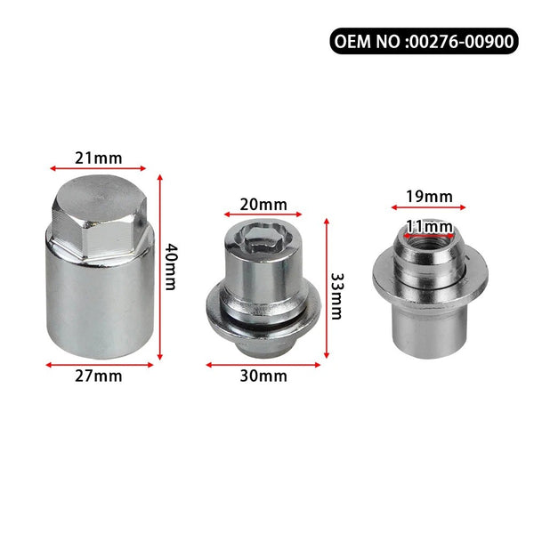 Dimensions précises des écrous antivol Toyota et Lexus, filetage M12 x 1.5 hauteur 33mm