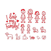 Sticker voiture famille couleur rouge – autocollant décoratif pour vitre arrière
