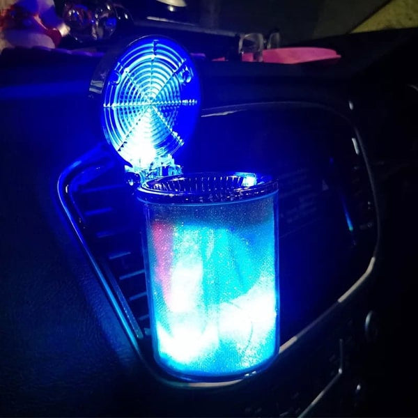 Cendrier voiture Protable LED,Lot de 1 cendrier de voiture portable avec  éclairage LED lavable Cendrier avec lumière de stockage