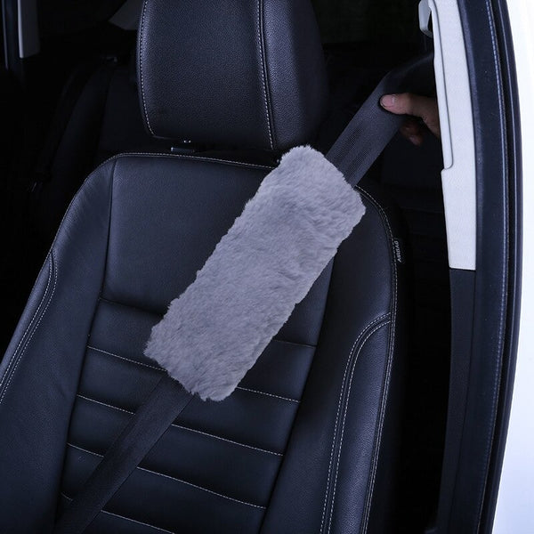 fourreau ceinture de sécurité fourrure gris