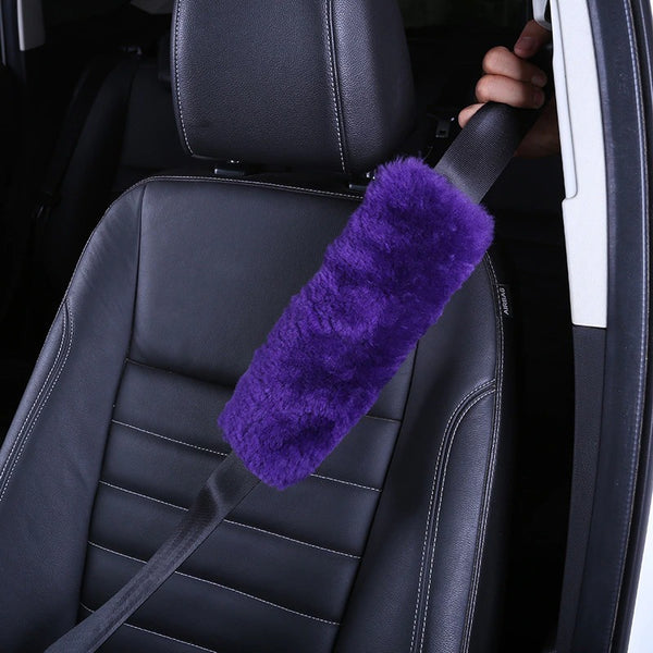 housse de protection pour ceinture de sécurité en fourrure violet