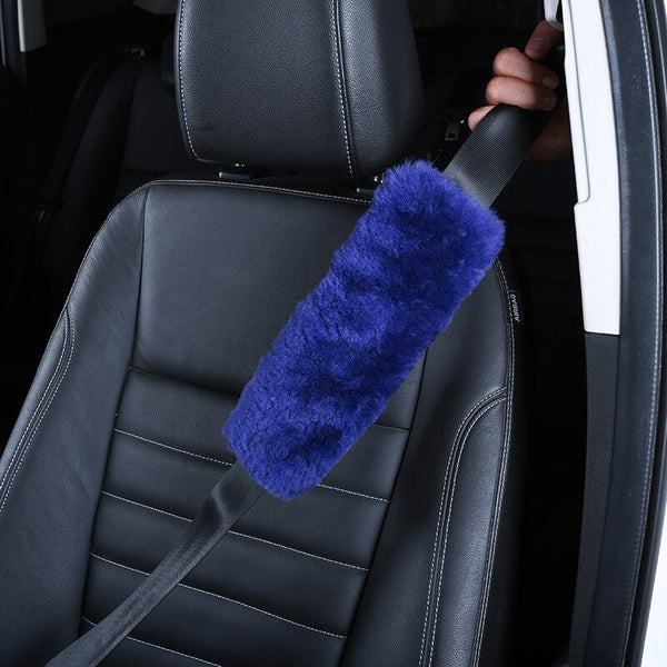 housse pour ceinture de sécurité fourrure bleu