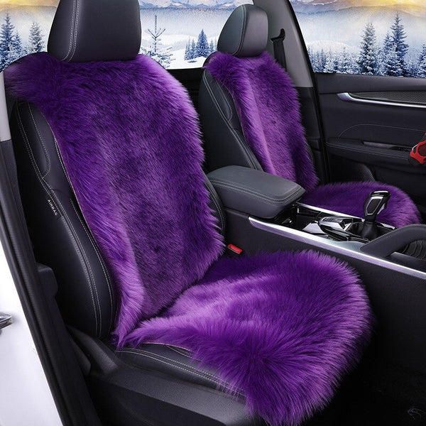 Housse de volant de voiture en fourrure chaude d'hiver Couvercle de guidon  en peluche courte Protection contre le froid (violet)